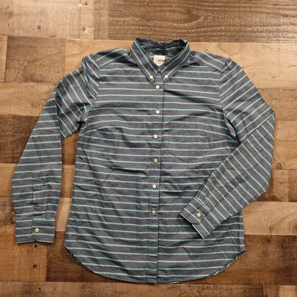 Gap Designed & Crafted “The Shrunken Boyfriend” Shirt Women’s Small Blue Stripe - Picture 1 of 11